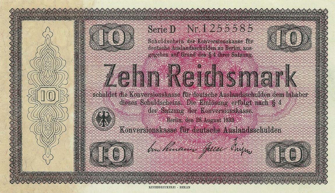 Front of Germany p200a: 10 Reichsmark from 1933