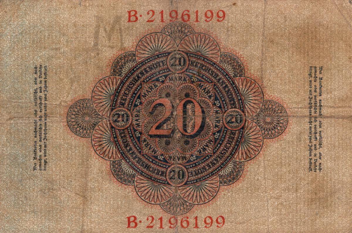 Back of Germany p25b: 20 Mark from 1906