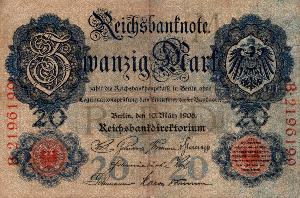 Front of Germany p25b: 20 Mark from 1906