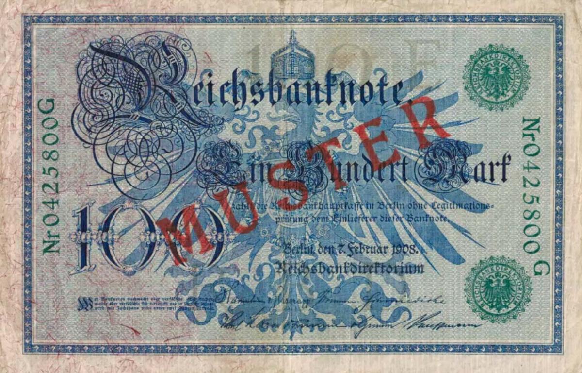 Front of Germany p34s: 100 Mark from 1908