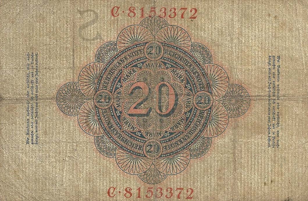 Back of Germany p37: 20 Mark from 1909