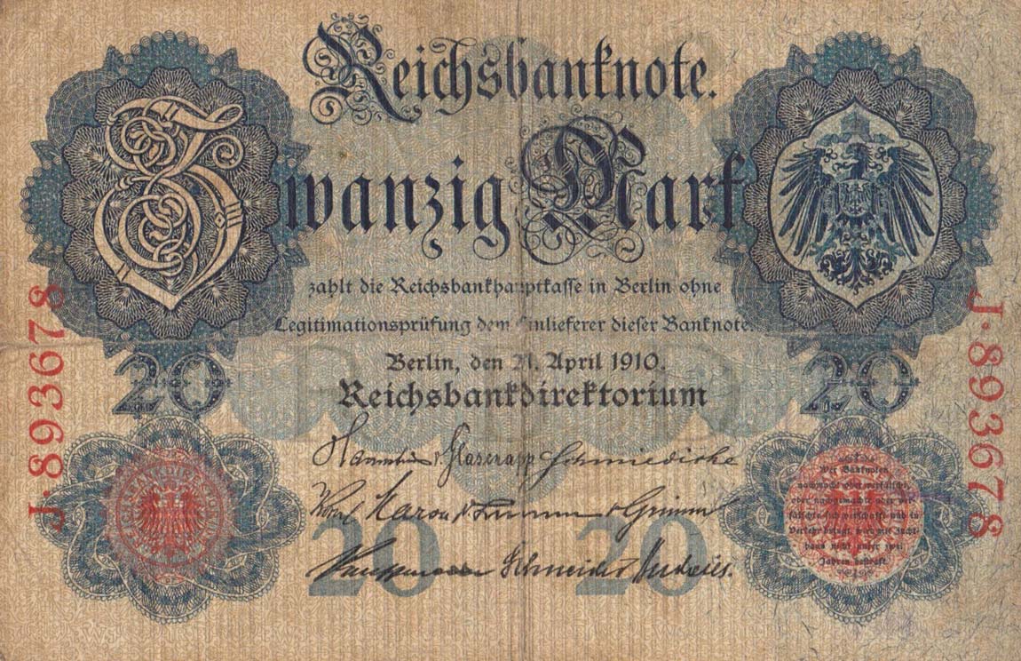 Front of Germany p40a: 20 Mark from 1910