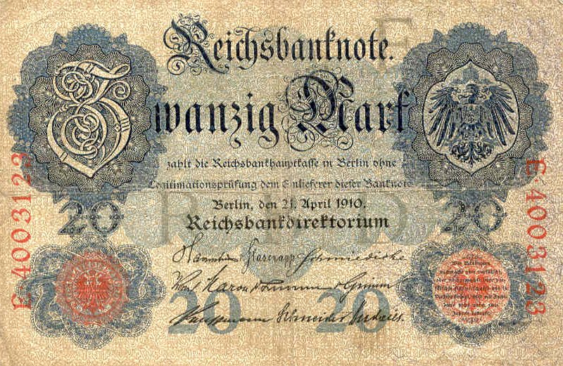 Front of Germany p40b: 20 Mark from 1910