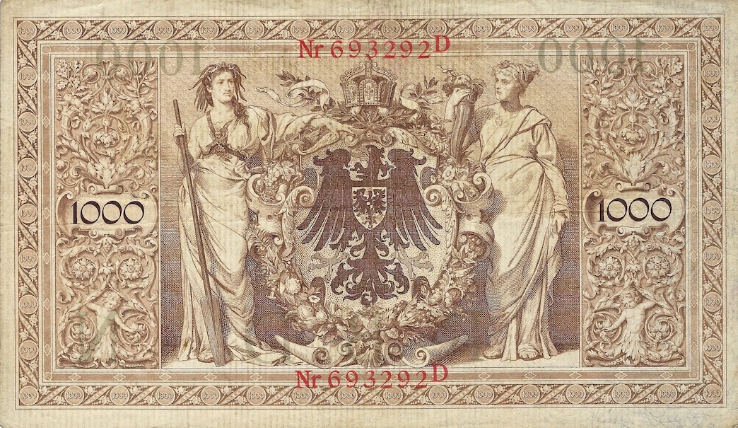 Back of Germany p44a: 1000 Mark from 1910