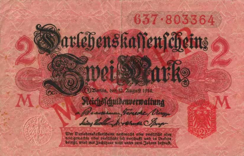 Front of Germany p54s: 2 Mark from 1914