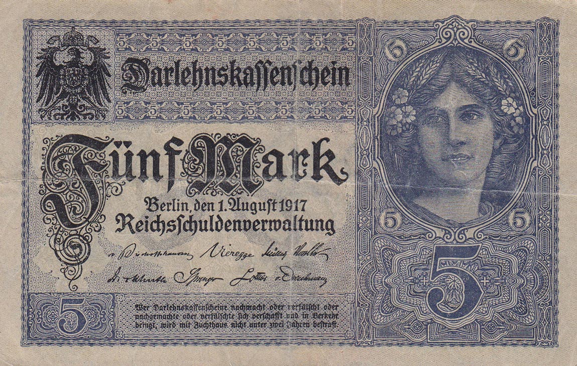 Front of Germany p56b: 5 Mark from 1917