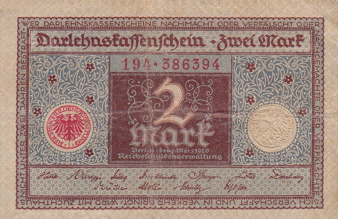 Front of Germany p60: 2 Mark from 1920