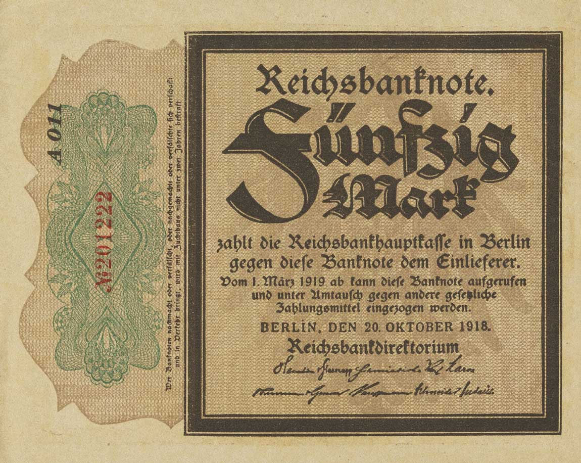 Front of Germany p64b: 50 Mark from 1918