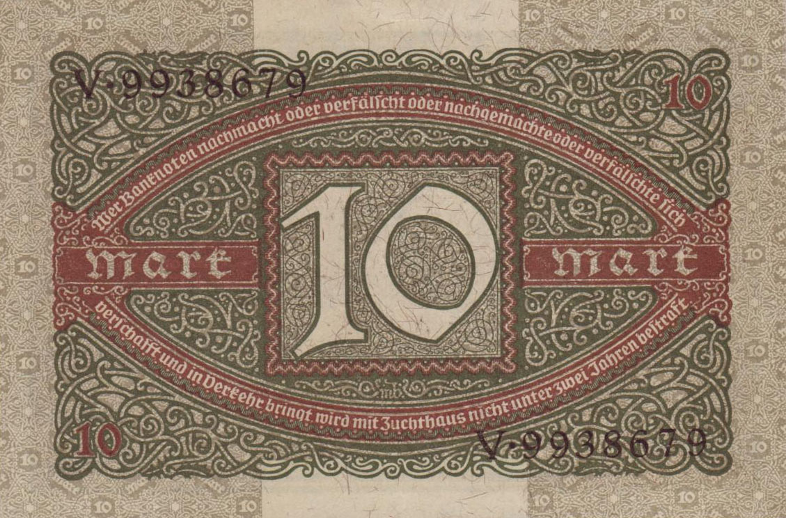 Back of Germany p67a: 10 Mark from 1920
