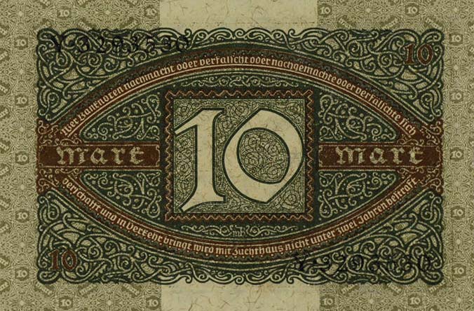 Back of Germany p67b: 10 Mark from 1920