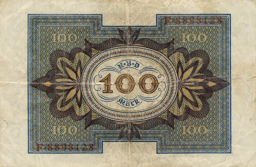 Back of Germany p69a: 100 Mark from 1920