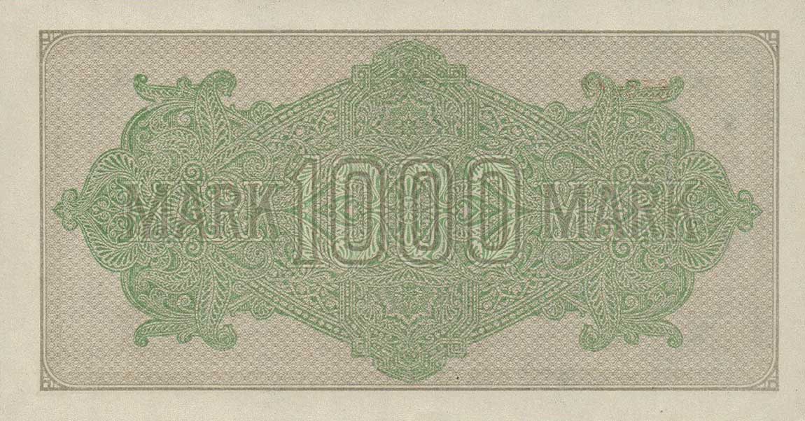 Back of Germany p76f: 1000 Mark from 1922