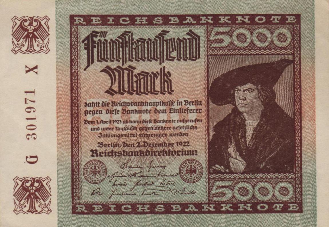 Front of Germany p81a: 5000 Mark from 1922