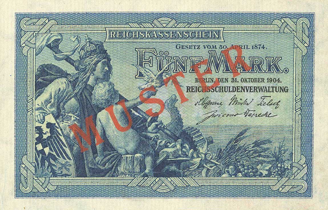 Front of Germany p8s: 5 Mark from 1904