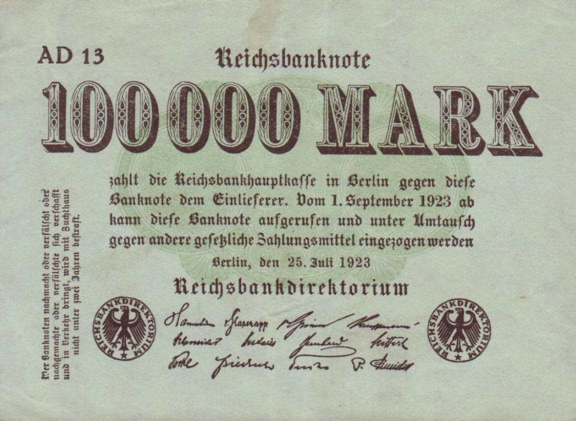 Front of Germany p91a: 100000 Mark from 1923