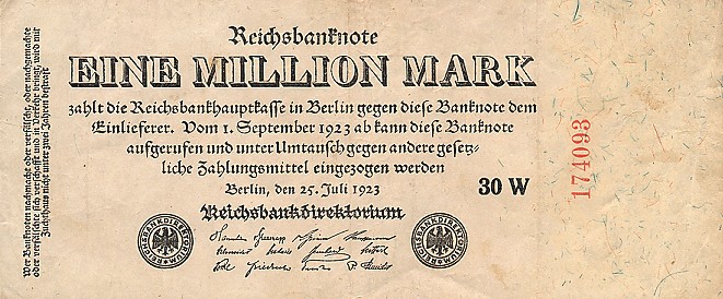 RealBanknotes.com > Germany p94: 1000000 Mark from 1923