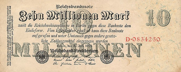 Front of Germany p96: 10000000 Mark from 1923