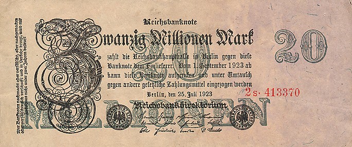 Front of Germany p97a: 20000000 Mark from 1923