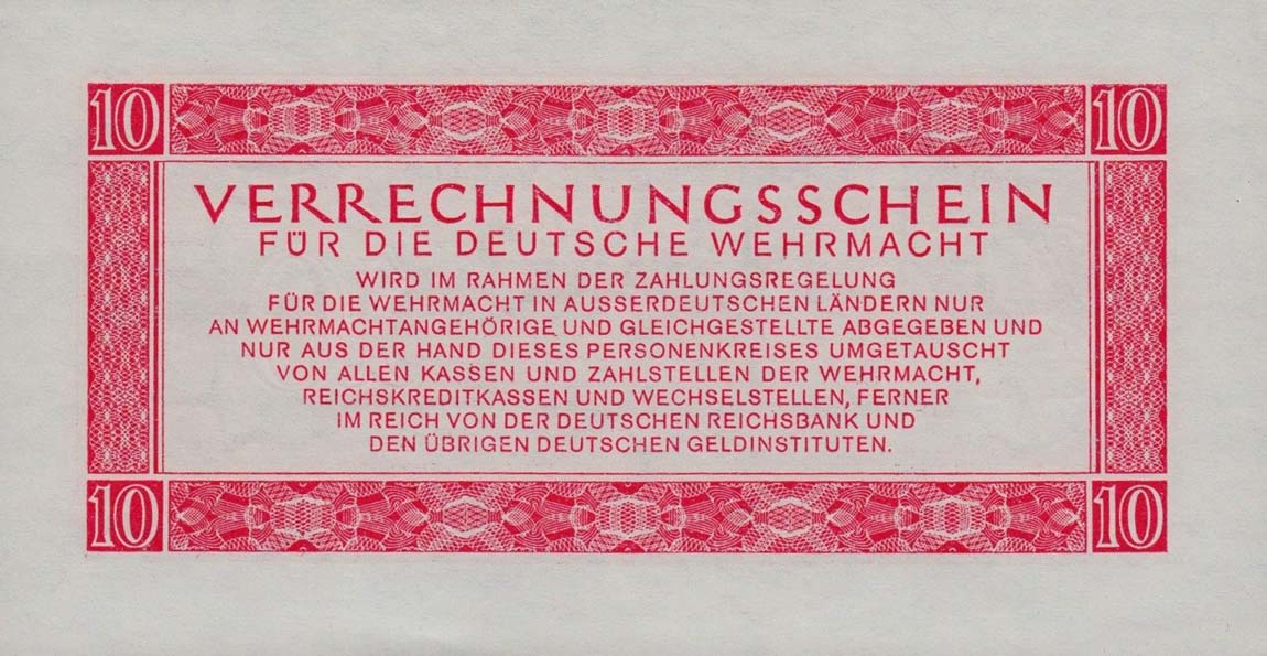 Back of Germany pM40: 10 Reichsmark from 1944