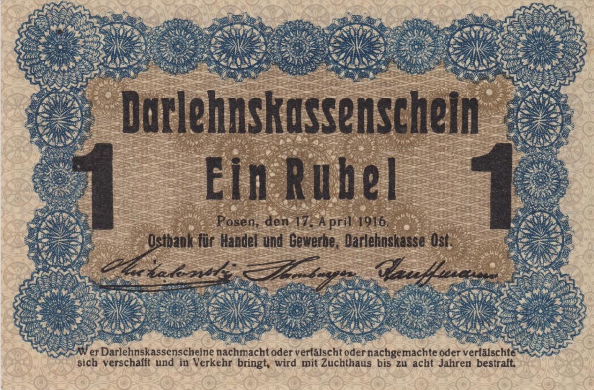 Front of Germany pR122c: 1 Rubel from 1916