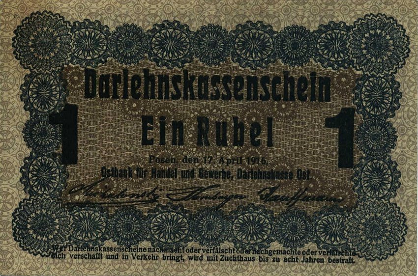 Front of Germany pR122d: 1 Rubel from 1916