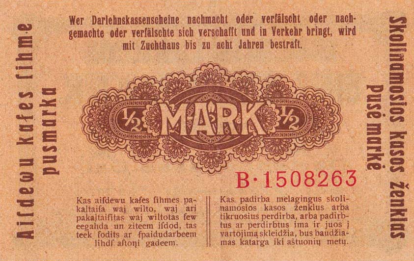 Back of Germany pR127: 0.5 Mark from 1918