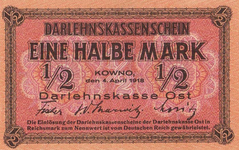 Front of Germany pR127: 0.5 Mark from 1918