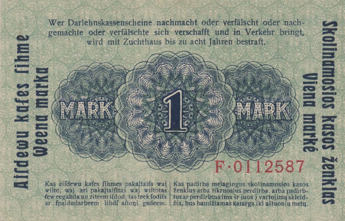 Back of Germany pR128: 1 Mark from 1918