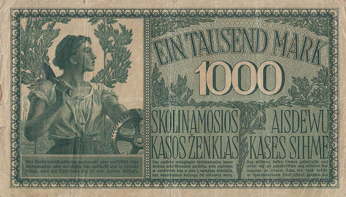 Back of Germany pR134a: 1000 Mark from 1918