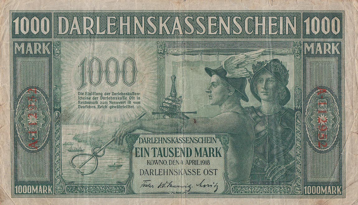 Front of Germany pR134a: 1000 Mark from 1918