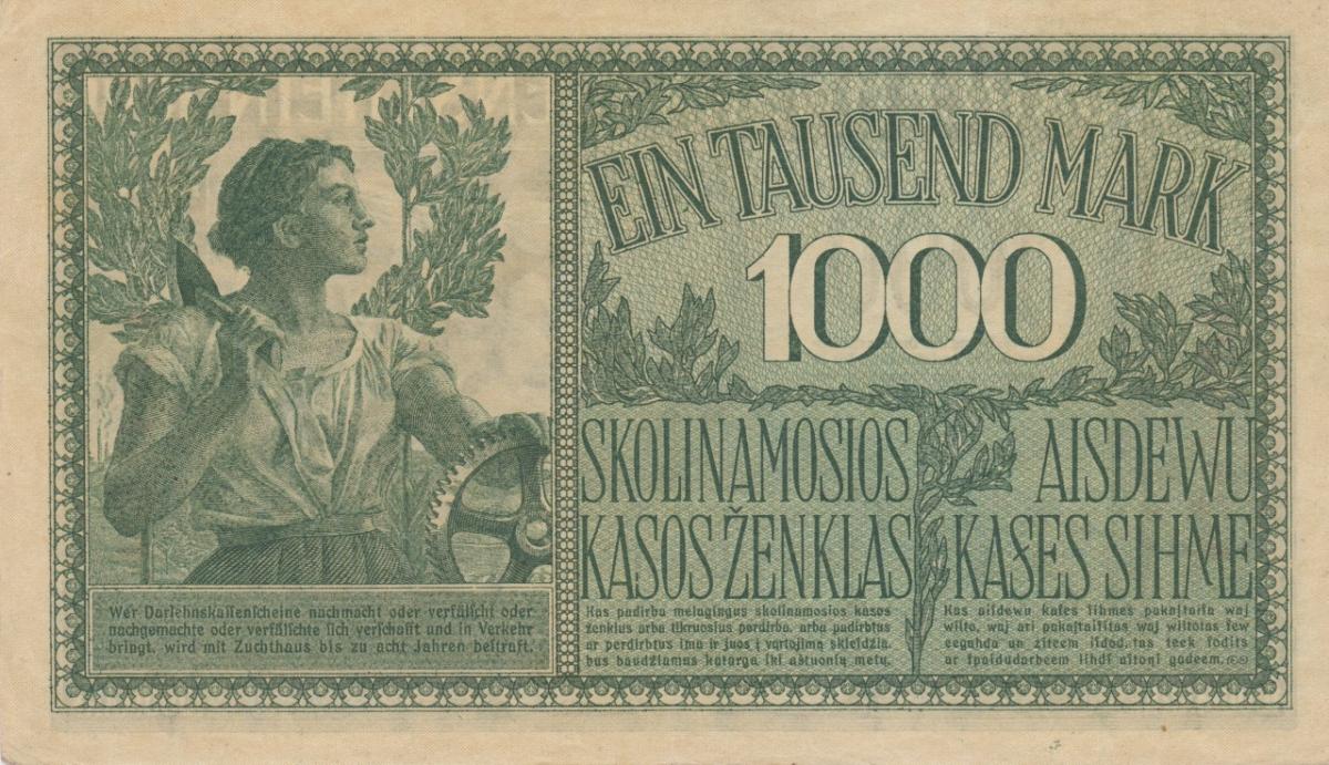 Back of Germany pR134b: 1000 Mark from 1918