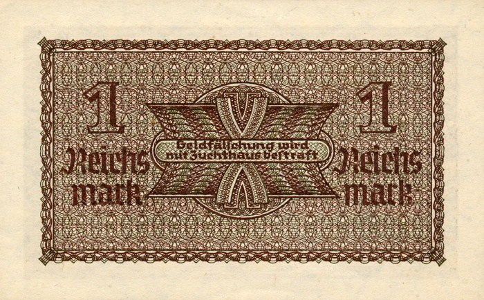 Back of Germany pR136a: 1 Reichsmark from 1940