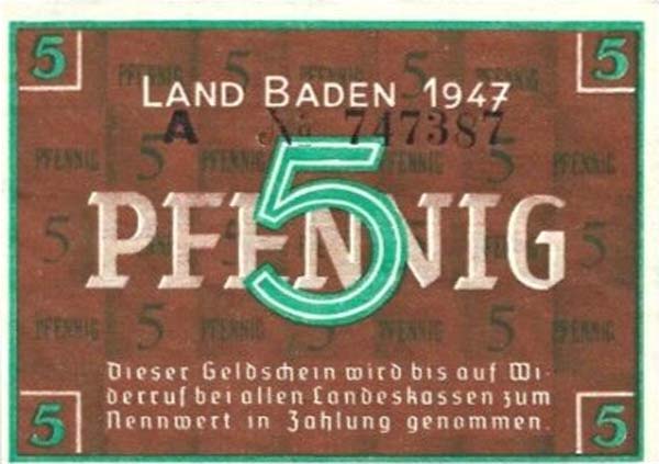 Front of Germany pS1001a: 5 Pfennig from 1947