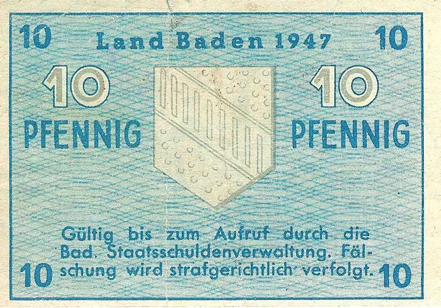 Back of Germany pS1002a: 10 Pfennig from 1947