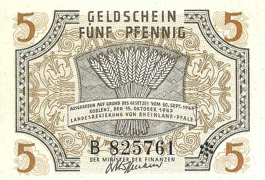 Front of Germany pS1004: 5 Pfennig from 1947
