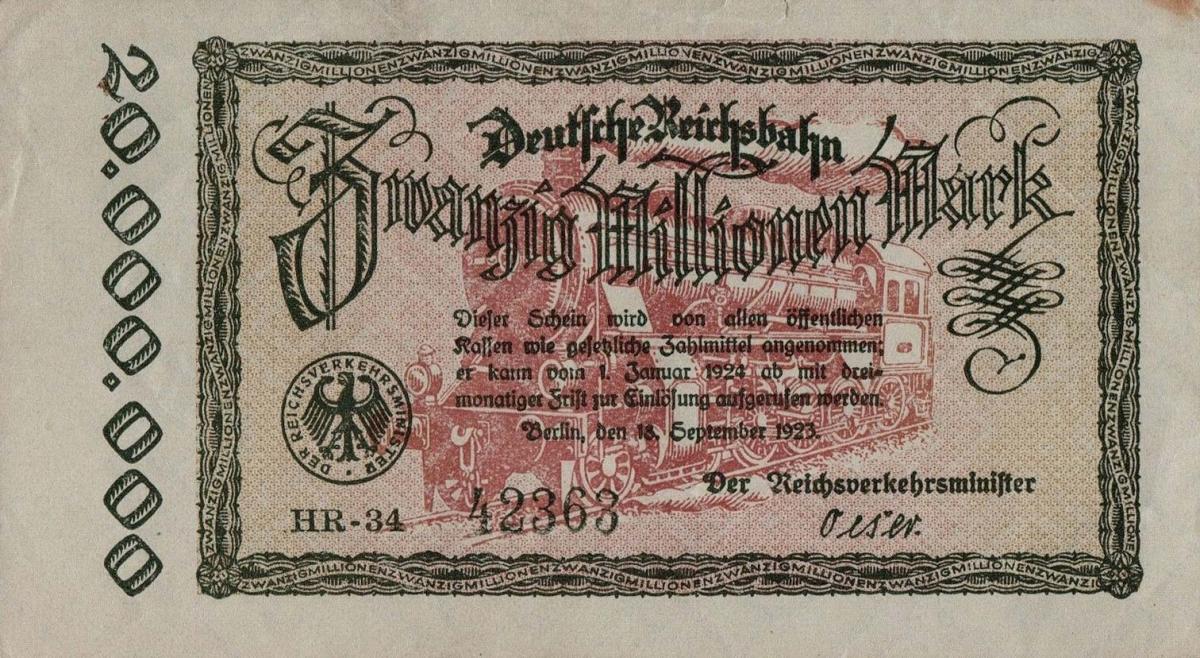 Front of Germany pS1015: 20000000 Mark from 1923