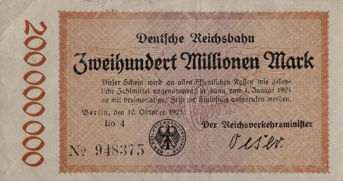 Front of Germany pS1018: 200000000 Mark from 1923