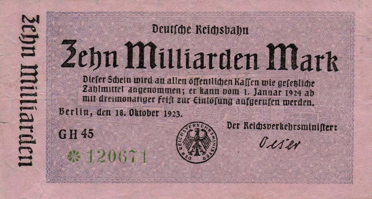 Front of Germany pS1021: 10000000000 Mark from 1923