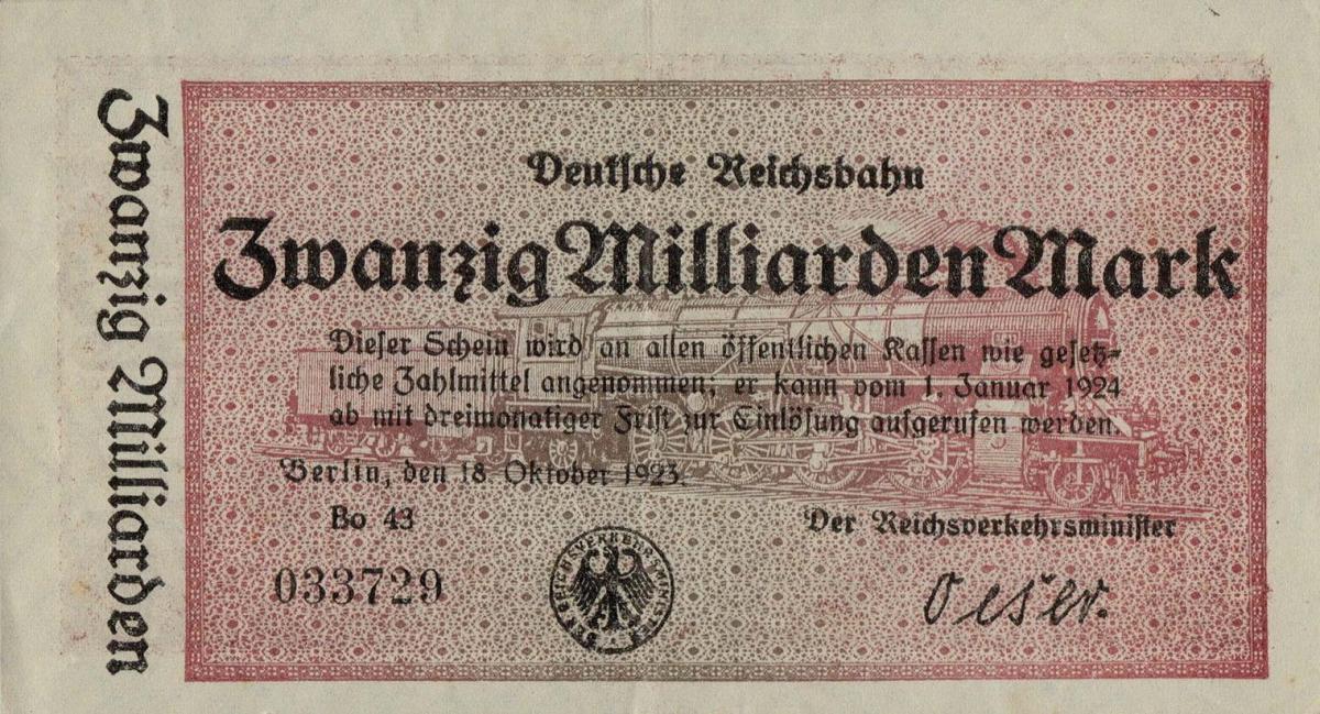 Front of Germany pS1022: 20000000000 Mark from 1923