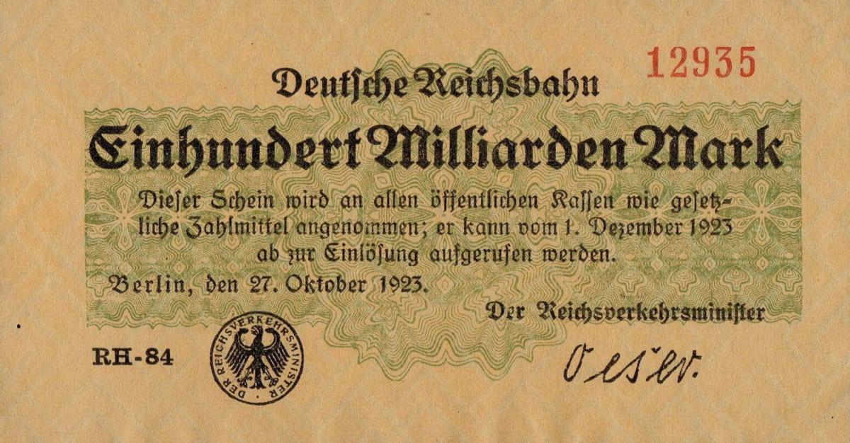 Front of Germany pS1024: 100000000000 Mark from 1923