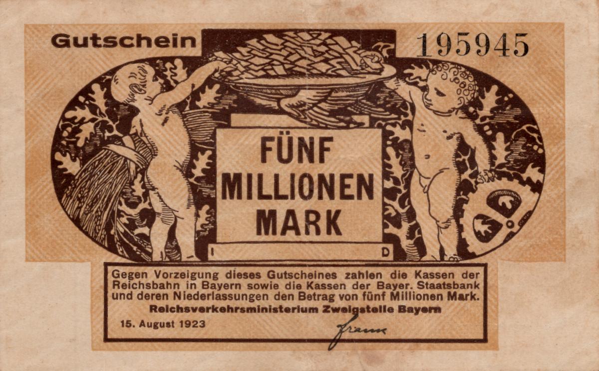 Front of Germany pS1102: 5000000 Mark from 1923