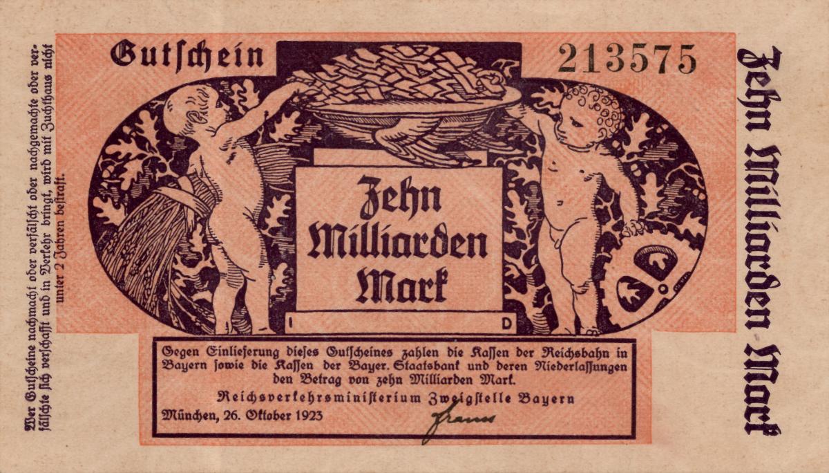 Front of Germany pS1105: 10000000000 Mark from 1923