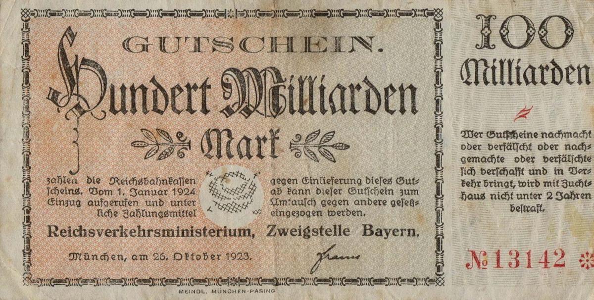 Front of Germany pS1107A: 100000000000 Mark from 1923