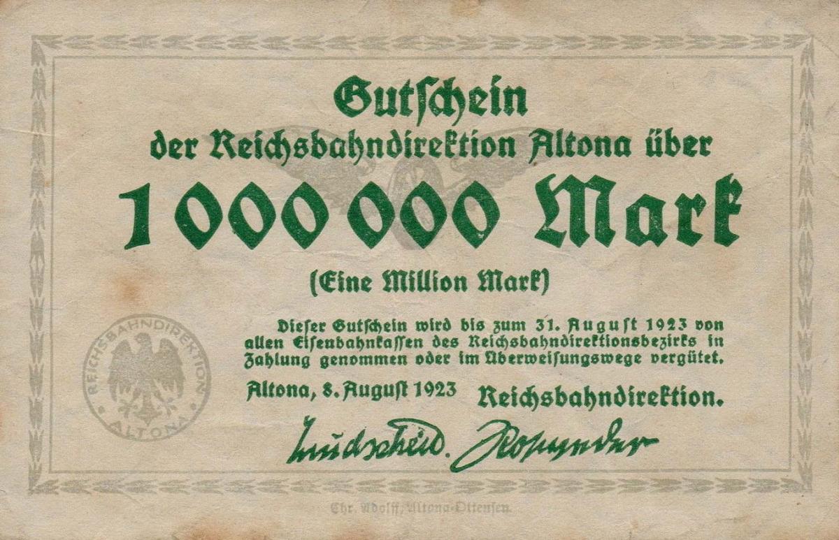 Front of Germany pS1112: 1000000 Mark from 1923