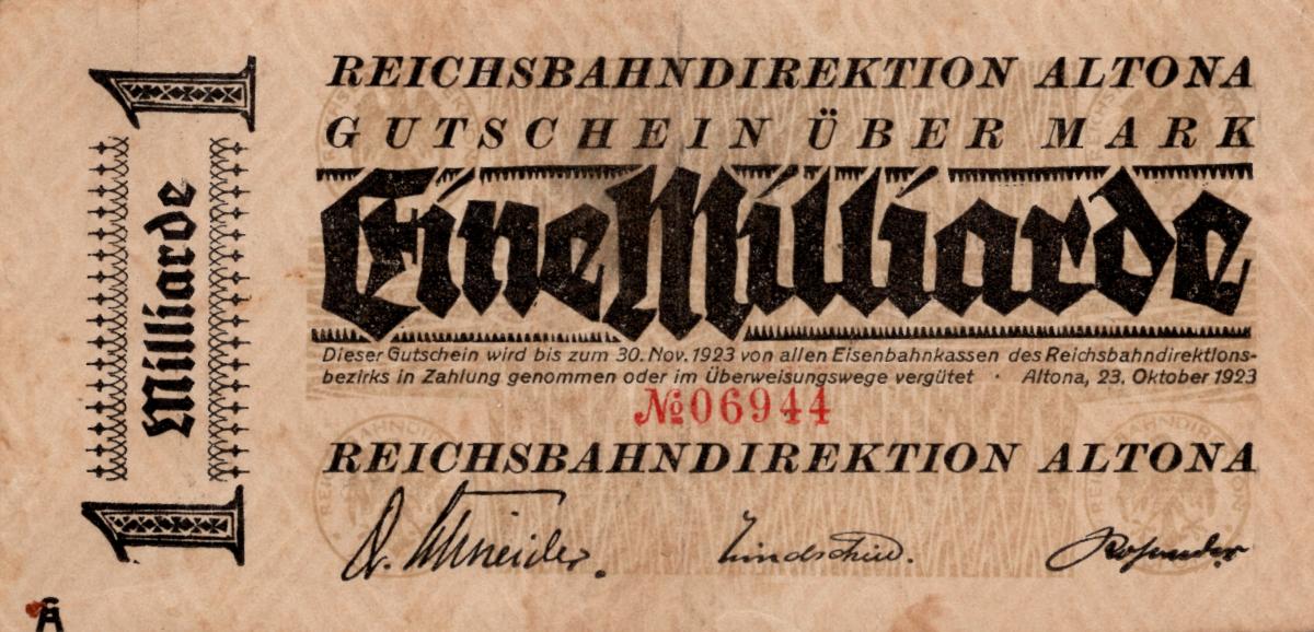 Front of Germany pS1118: 1000000000 Mark from 1923