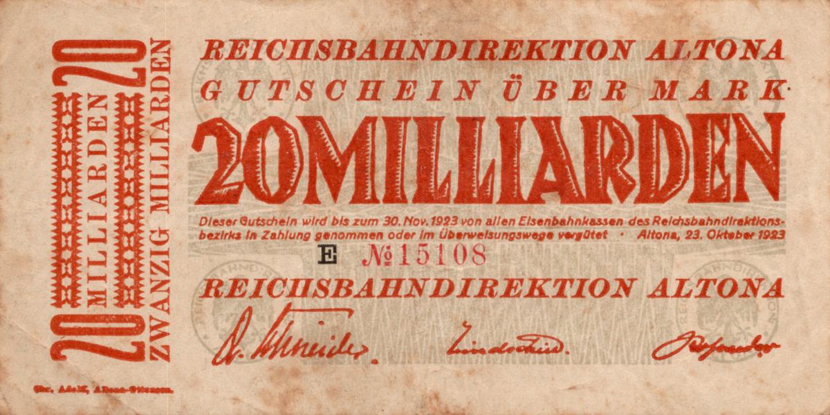 Front of Germany pS1121a: 20000000000 Mark from 1923