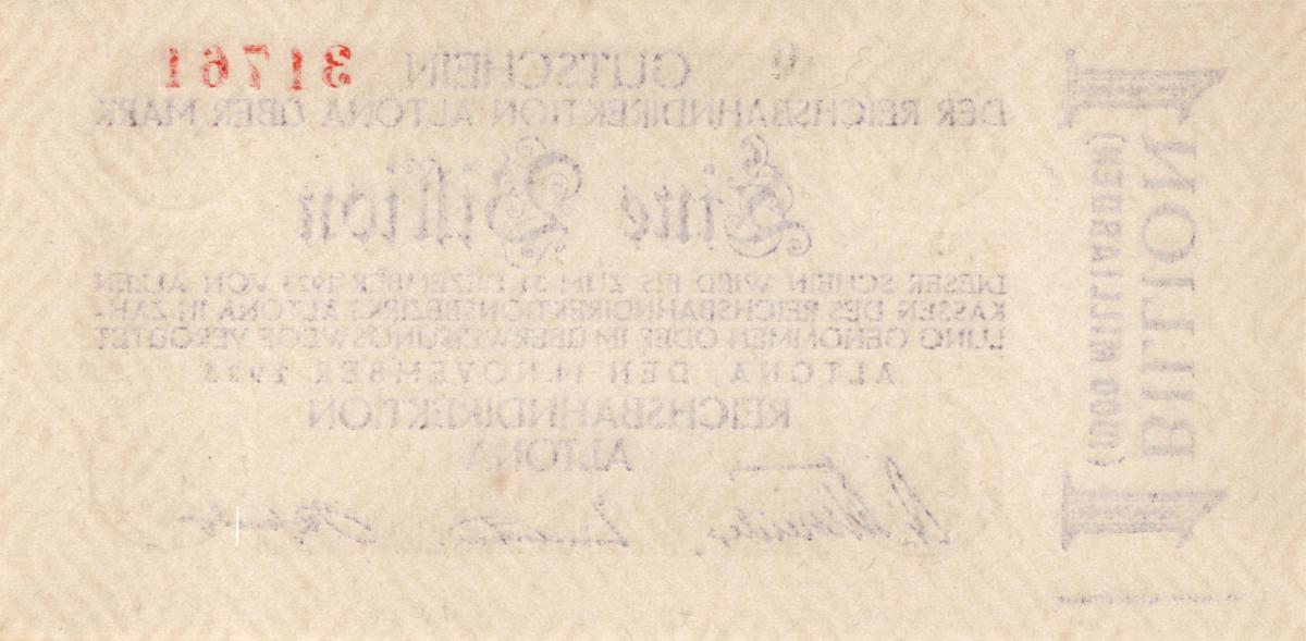 Back of Germany pS1125: 1000000000000 Mark from 1923