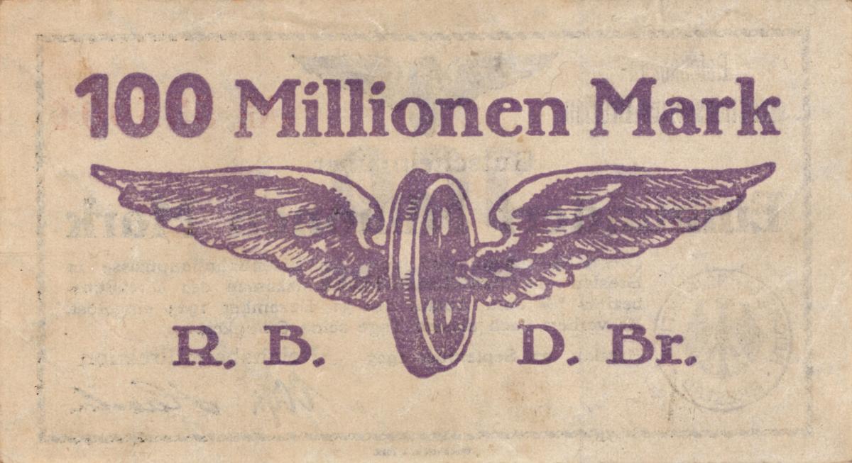 Back of Germany pS1137: 100000000 Mark from 1923