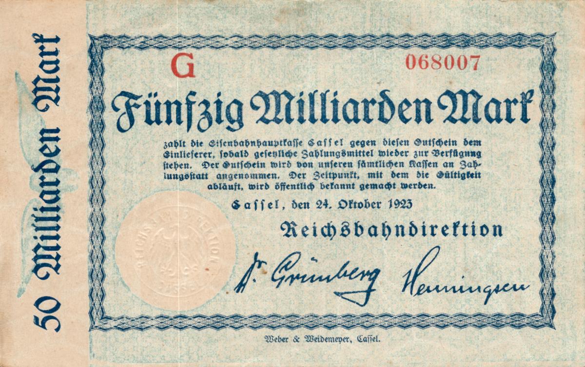 Front of Germany pS1165: 50000000000 Mark from 1923