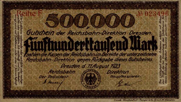 Front of Germany pS1171: 500000 Mark from 1923